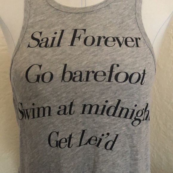 Wildfox Sail Swim Barefoot Get Lei’d Gray Black Trapeze Tank Top - Picture 2 of 9